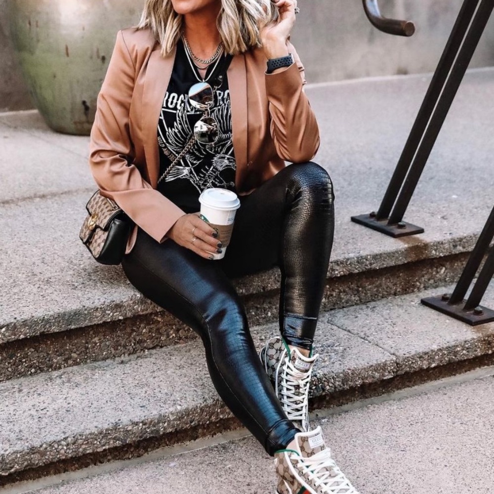 Express High Waisted Snakeskin Embossed Leggings